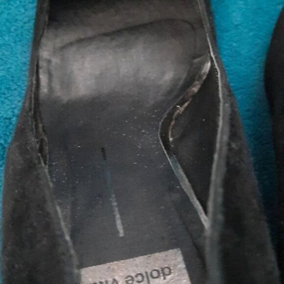 Dolce Vita Black Suede Leather Chunky Platform High Heel Pump Size 10 - Picture 13 of 16